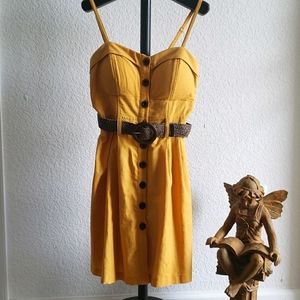 Poetry Mustard Button Down Dress